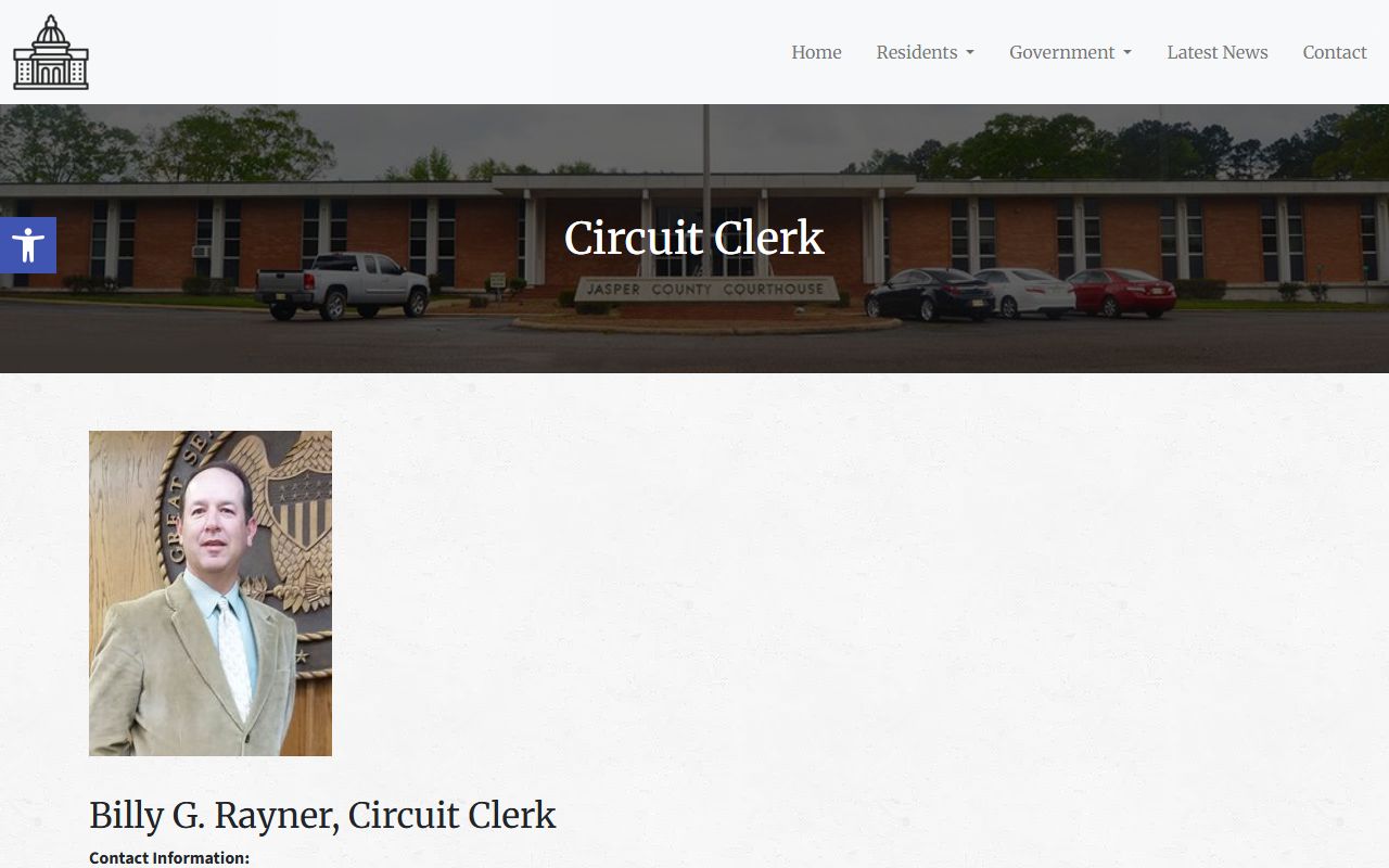 Jasper County Circuit Clerk office page listing court records duties and district contacts