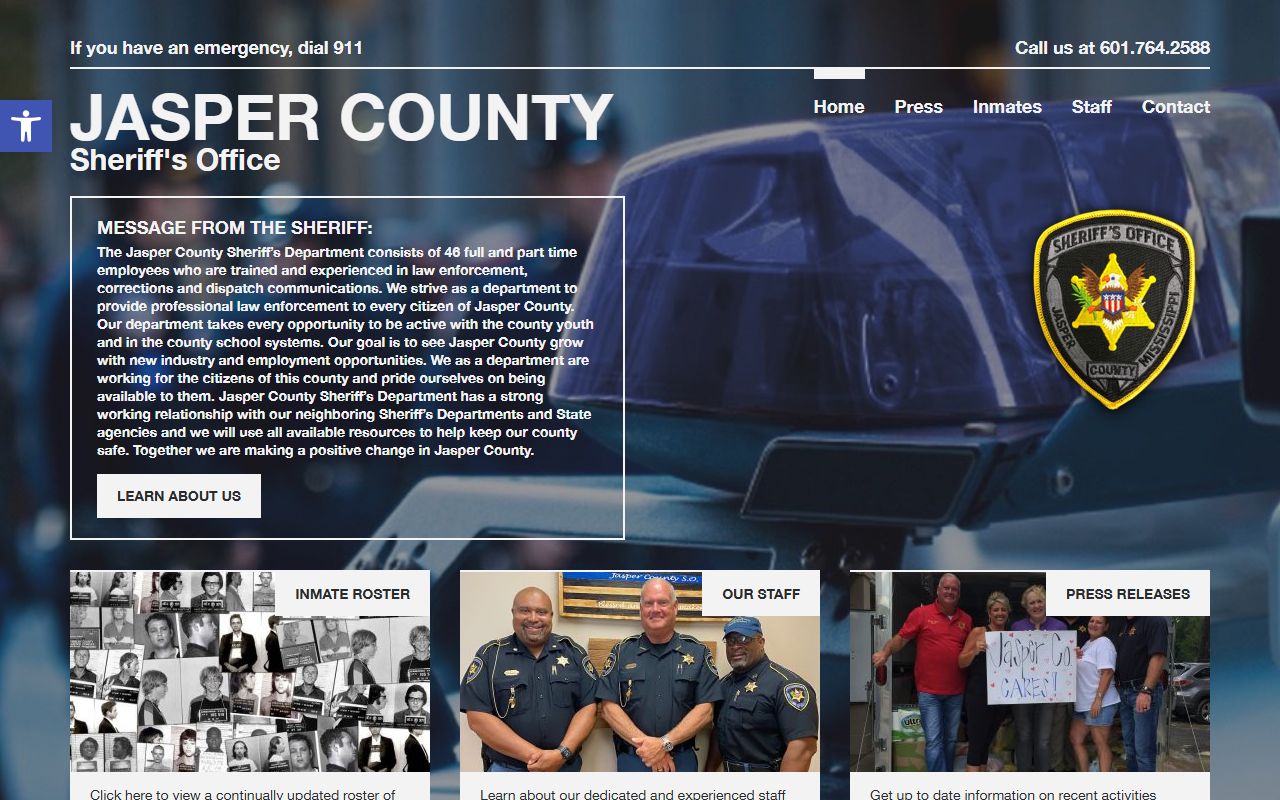 Jasper County arrest records and court charges on the Sheriff's Office website