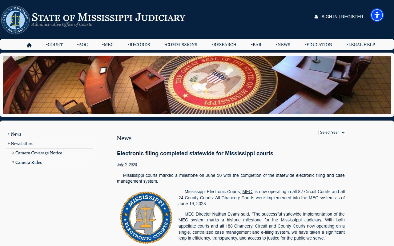 Mississippi e-filing completion news affecting Jasper County court records