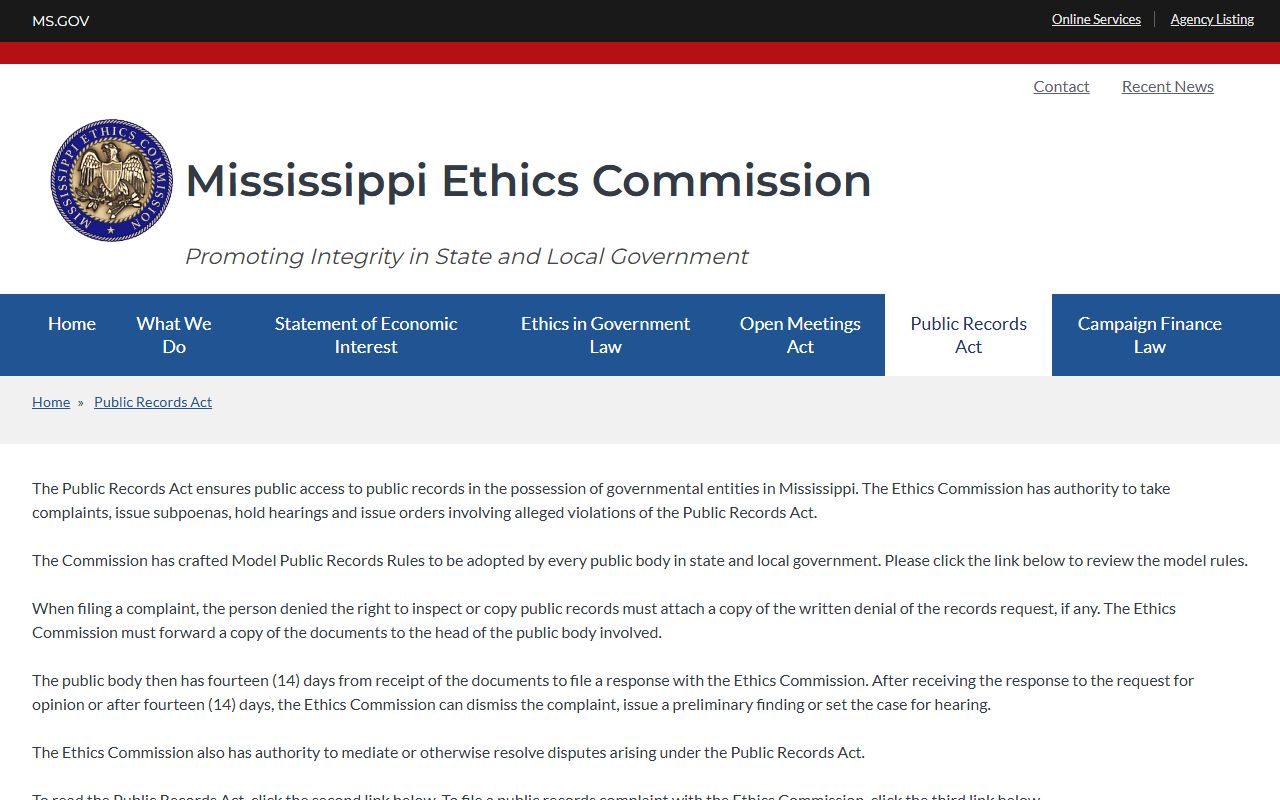 Jasper County court records and the Mississippi Public Records Act