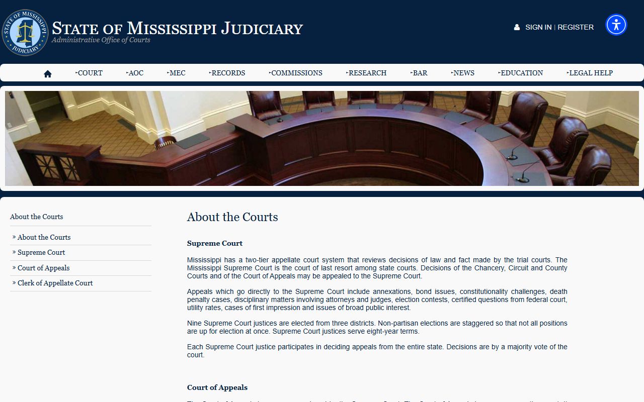 Jasper County court records access through the Mississippi Judiciary system