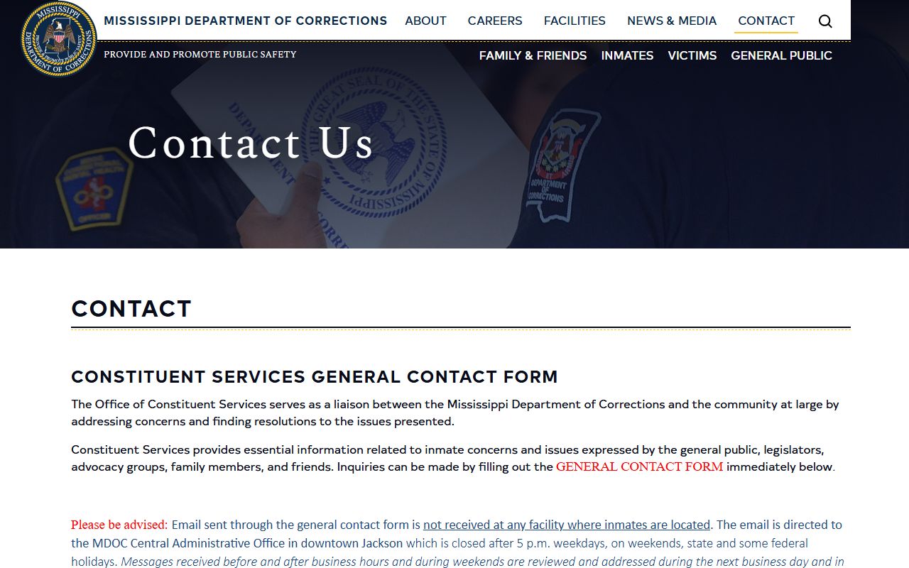 Jasper County inmate questions routed through the MDOC contact page
