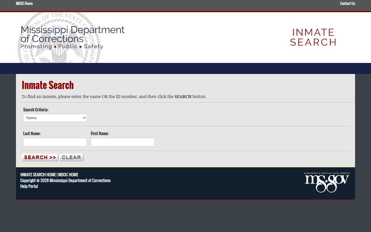 Jasper County inmate search through the MS.gov MDOC portal