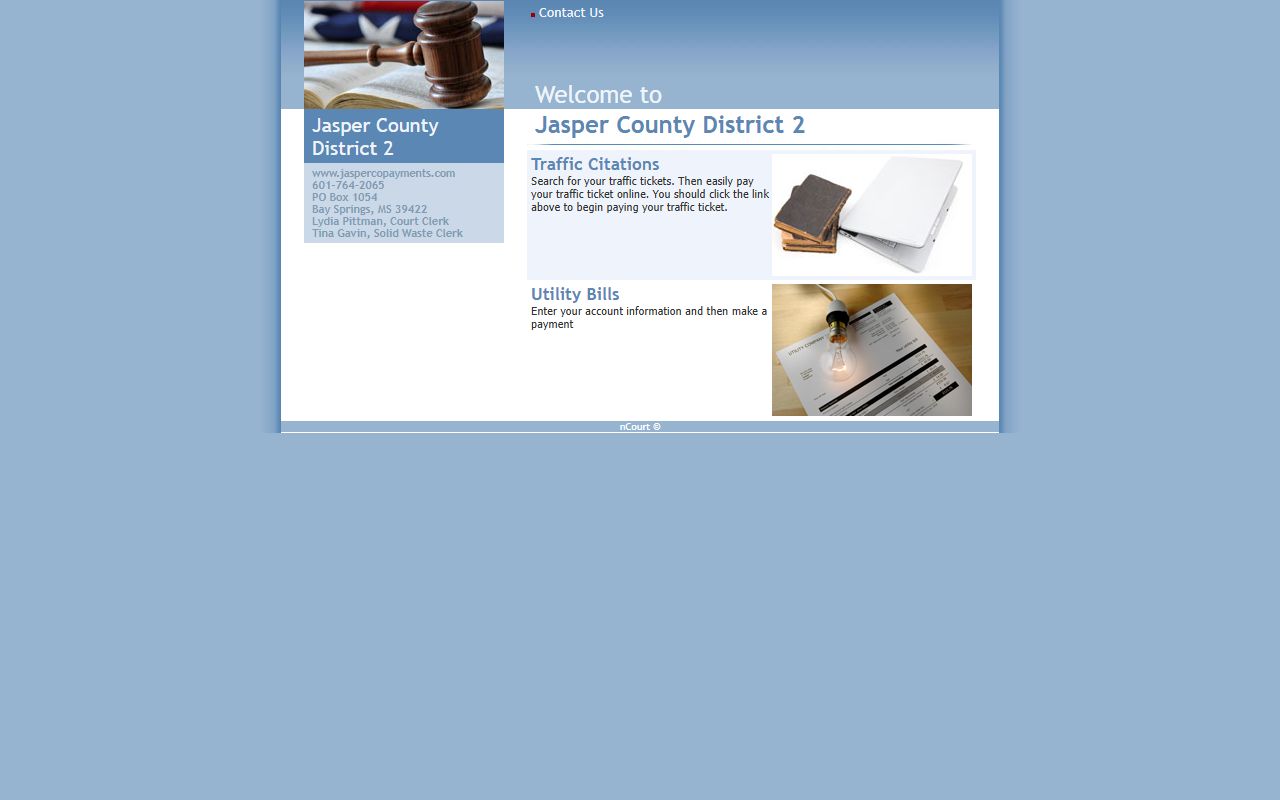 Jasper County District 2 nCourt portal for traffic court records and citation payment